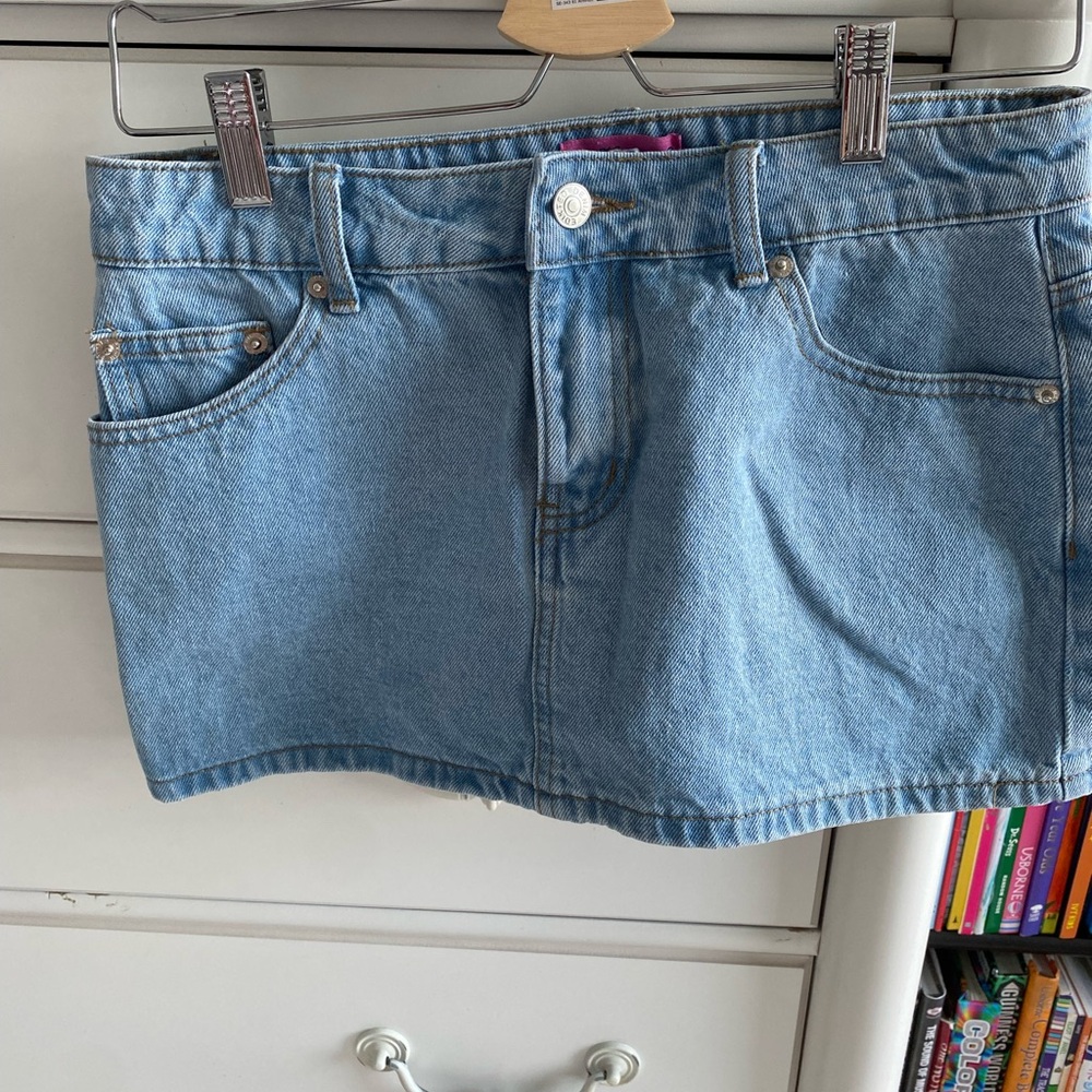 Edikted Light Blue Denim Skirt